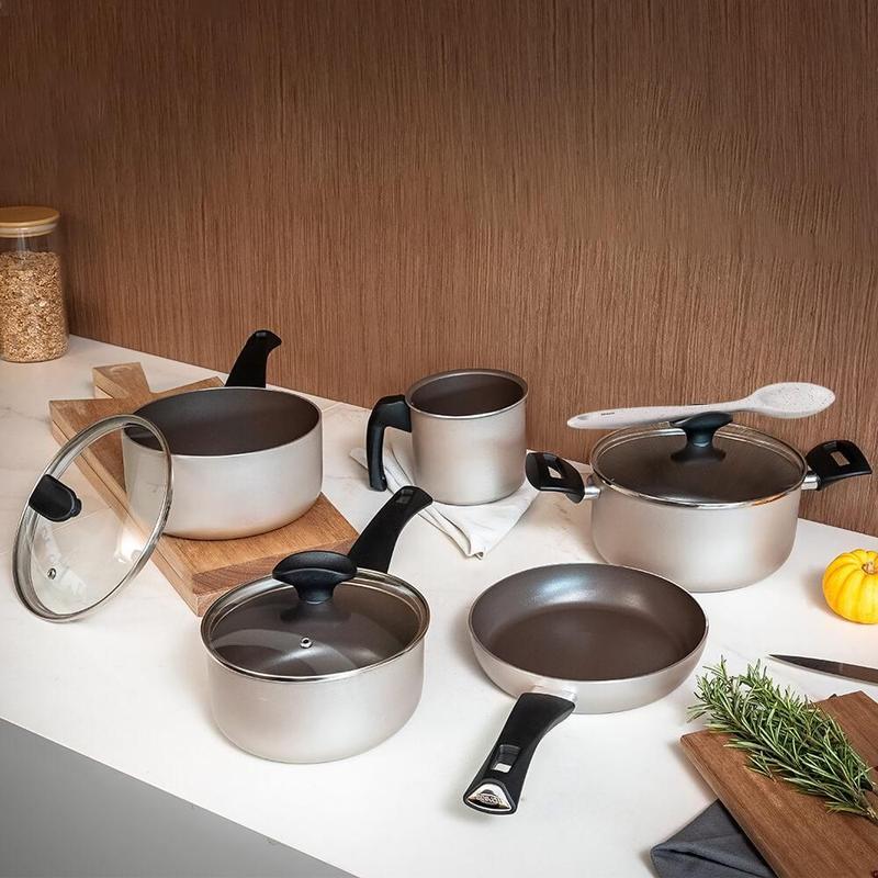 Jogo de Panelas Antiaderente Ceramic Life Essence Champanhe 5